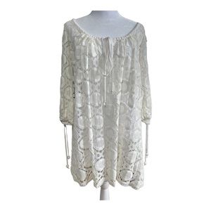 Milly Cabana white crocheted swim cover up. Size S